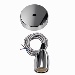 [DGPR-1029220] Zócalos Decorativos color plateado para bombillas de filamento vintage, E27 con base y cable de 1 metro