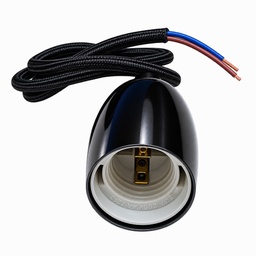 [DGPR-1029221] Zócalos Decorativos color negro perla para bombillas de filamento vintage, E27 con base y cable de 1 metro