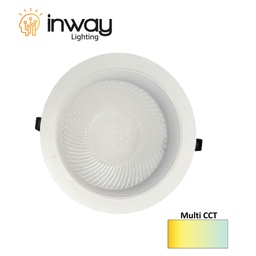 [DGPR-1029282] Down Light LED, 35W, Múltiple CCT WW 3000K / NW 4000K / CW 6000K, 100-265Vac, Cabeza no movible, Dimensiones: Φ230x55mm, IP20, 120 Grados
