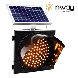 [DGPR-1029318] Luces Intermitente de Semáforo con Panel Solar de 10W y 12V, Amarilla, Batería de 12V/5Ah, 300mm, Dimensiones: 348x342x154mm, Cover Clear