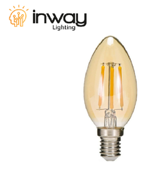 [DGPR-1029421] Bombilla de Filamento Vintage LED tipo Torpedo, 5W, 6000K Blanco Frío, 100-240Vac, E14, Ámbar, IP20, 270 Grados, Dimensiones: Ф35x97mm